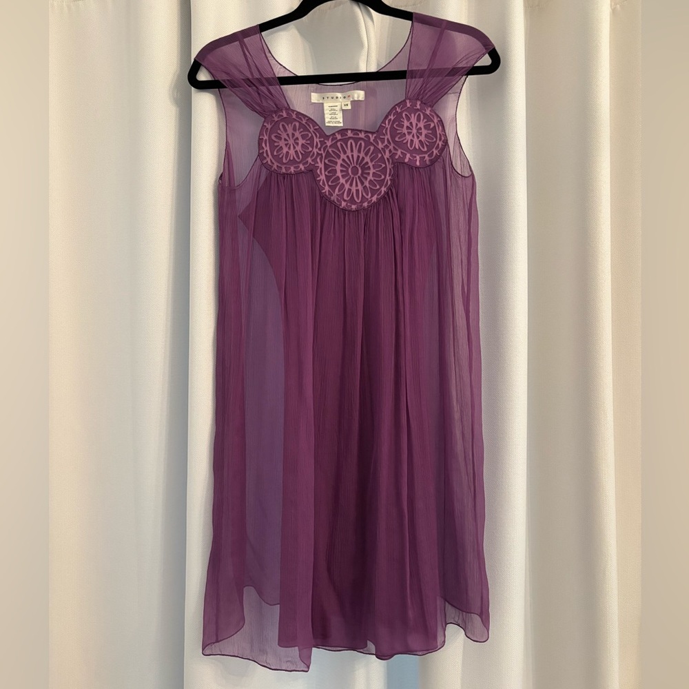 Studio M Silk Purple Sheer Slip Dress